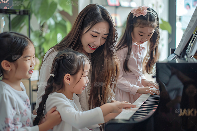 乐器培训教学老师学生摄影图