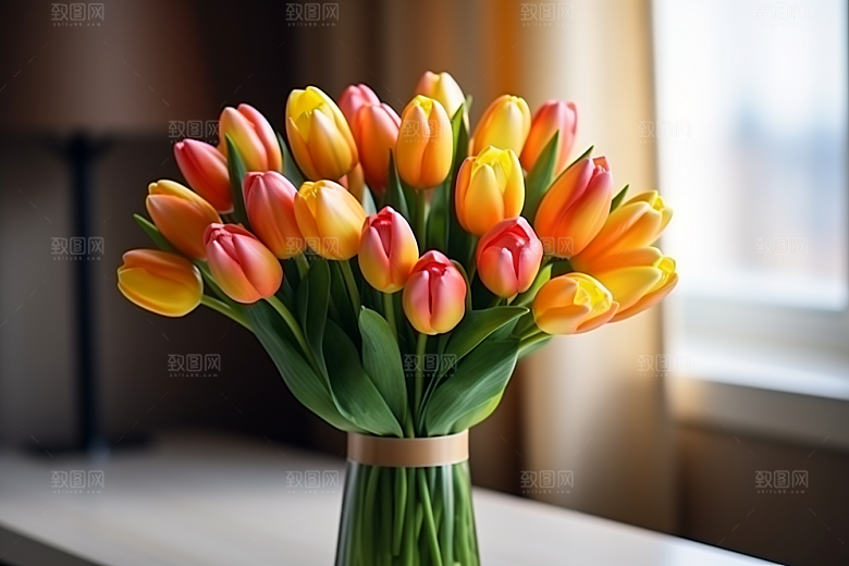 郁金香花朵阳光摄影图