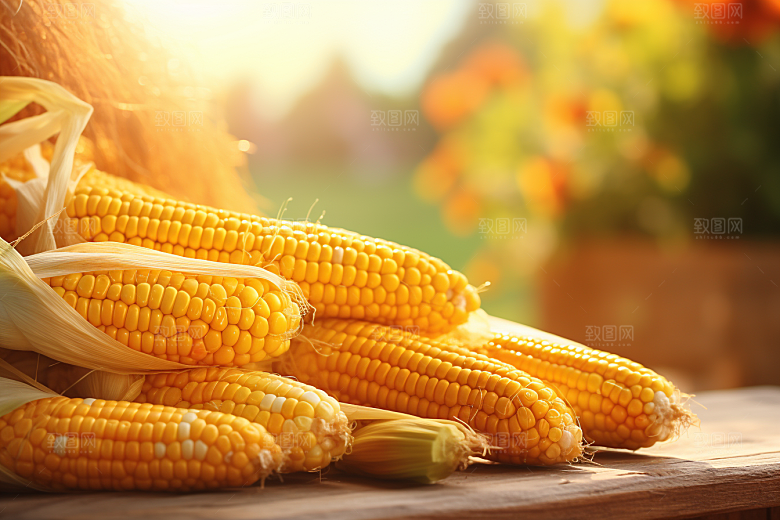 玉米丰收粮食特写摄影图