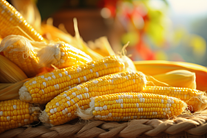 玉米丰收特写粮食摄影图