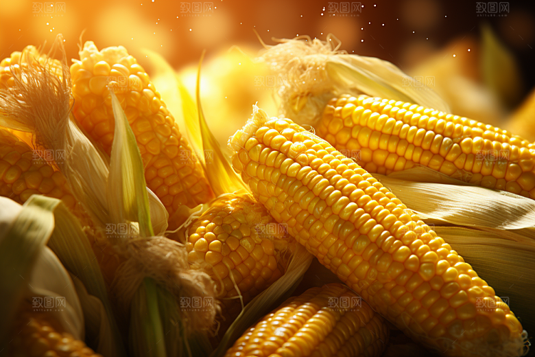 玉米丰收苞米食材摄影图