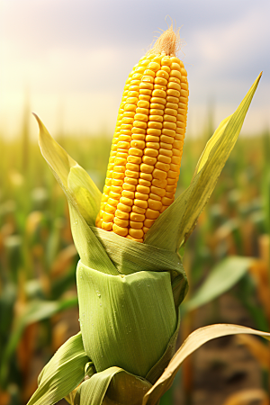 玉米丰收食材农田摄影图