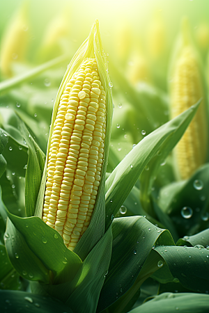 玉米丰收粮食农田摄影图