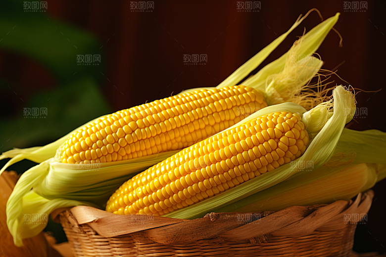 玉米丰收食材特写摄影图