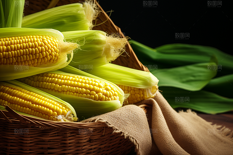玉米丰收粮食特写摄影图