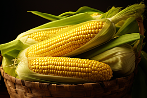 玉米丰收食材田野摄影图
