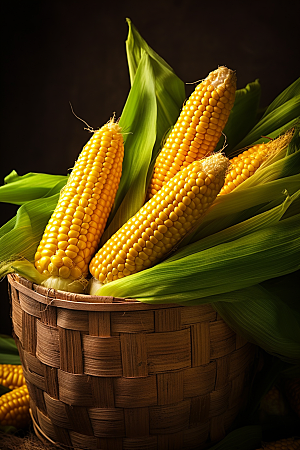 玉米丰收农业特写摄影图