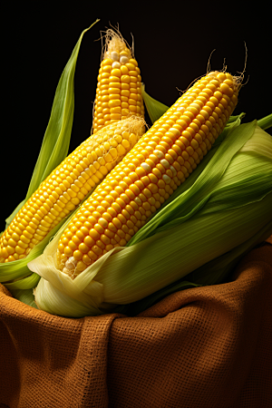 玉米丰收特写农业摄影图