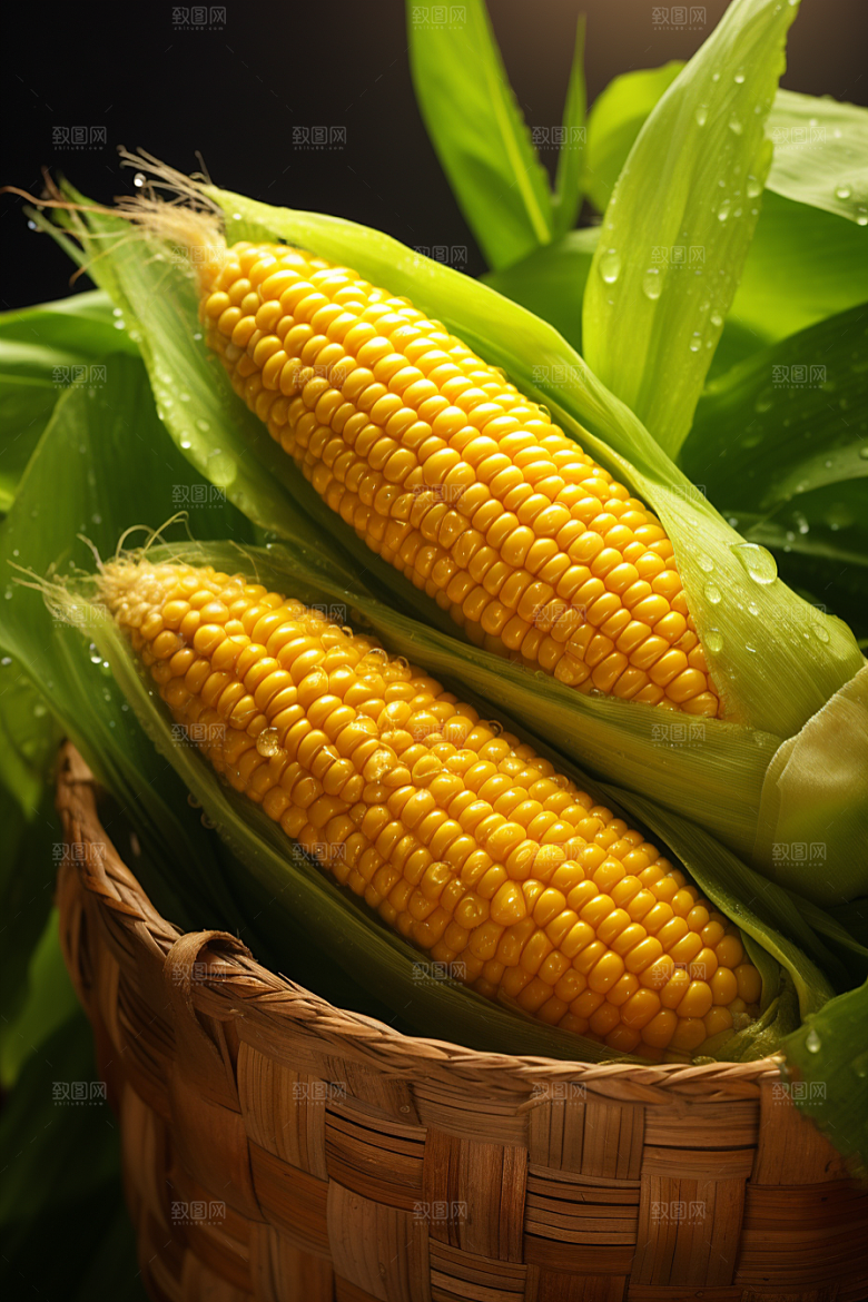 玉米丰收苞米食材摄影图