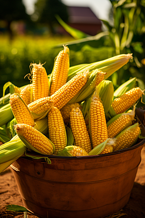 玉米丰收农田收获摄影图