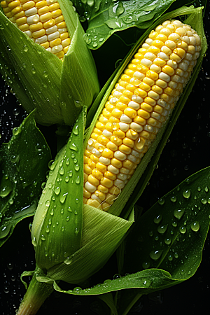玉米丰收食材农田摄影图