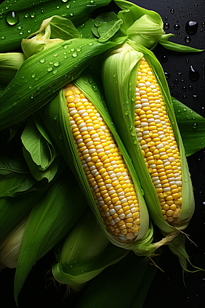 玉米丰收特写食材摄影图