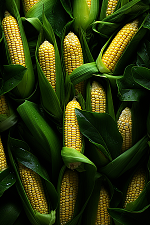 玉米丰收特写植物摄影图