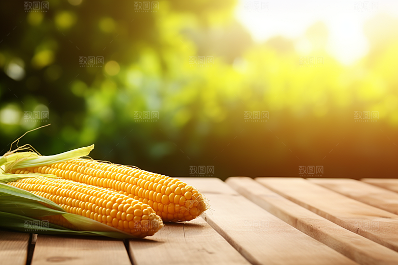 玉米丰收食材特写摄影图