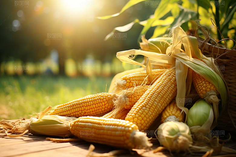 玉米丰收食材植物摄影图
