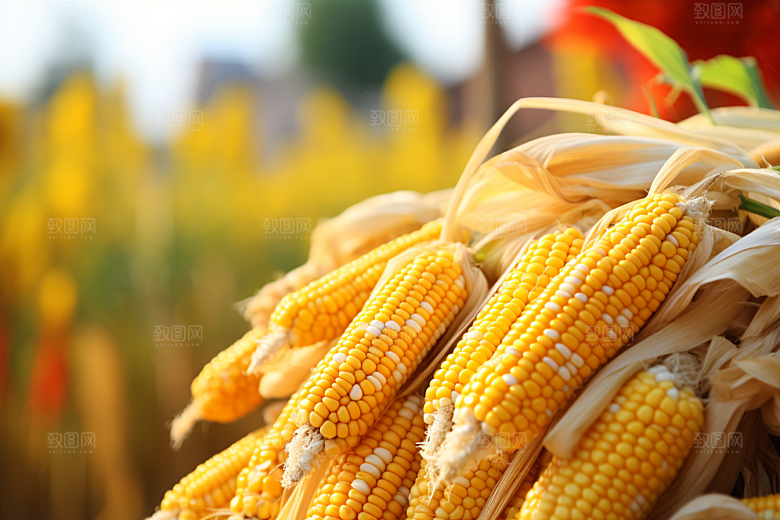 玉米丰收苞米食材摄影图