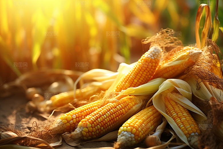 玉米丰收收获粮食摄影图