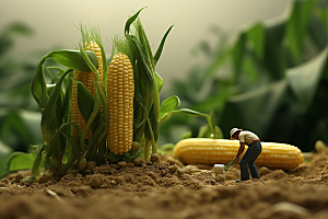 玉米立体生产微距小人