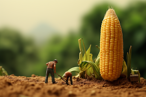 玉米美味生产微距小人