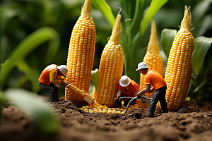 玉米立体农业微距小人