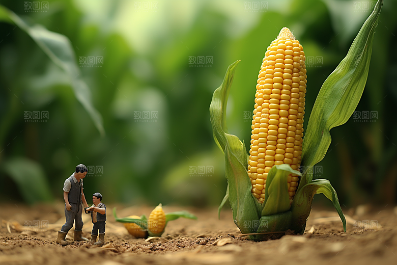 玉米农业种植微距小人