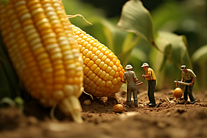 玉米农业立体微距小人