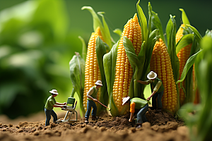 玉米农业生产微距小人