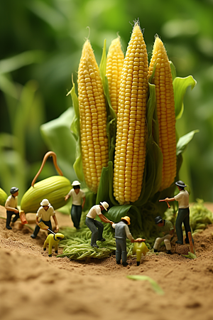 玉米苞米农业微距小人