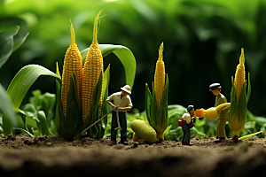 玉米农业苞米微距小人