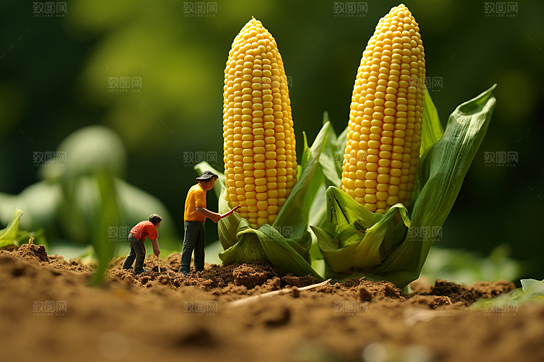 玉米蔬菜生产微距小人