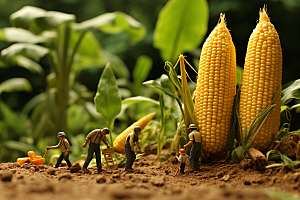 玉米3D蔬菜微距小人