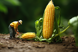 玉米蔬菜农业微距小人