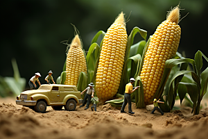 玉米生产苞米微距小人