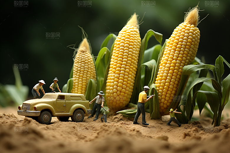 玉米生产苞米微距小人