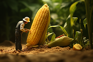 玉米蔬菜生产微距小人