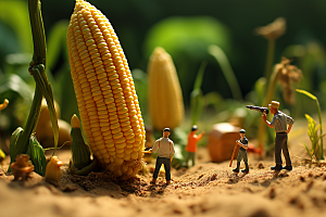 玉米3D采摘微距小人