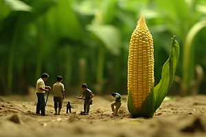 玉米蔬菜3D微距小人