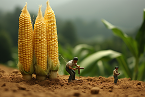 玉米农业美味微距小人