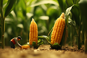 玉米生产农业微距小人