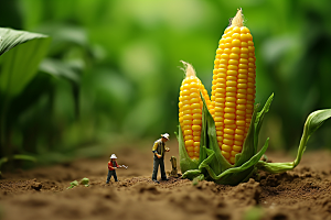 玉米农业收获微距小人