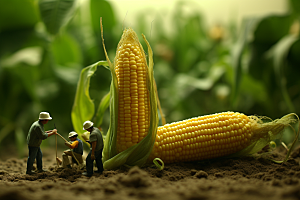 玉米种植3D微距小人