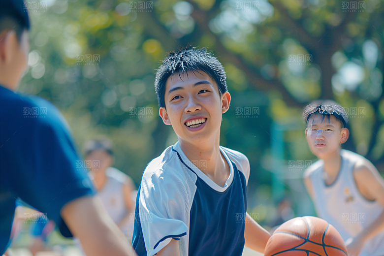 校园运动培训学生摄影图