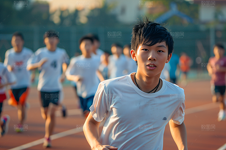 校园运动体育课上课摄影图