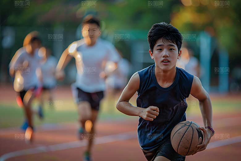 校园运动青少年上课摄影图