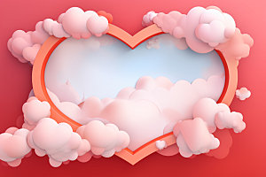 粉色爱心云朵甜蜜浪漫背景图