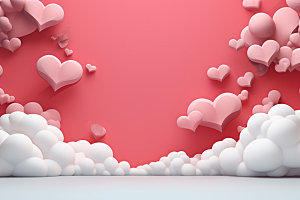 粉色爱心云朵节日浪漫背景图