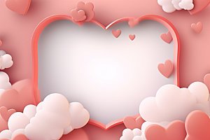 粉色爱心云朵节日情人节背景图