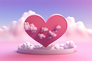 粉色爱心云朵七夕情人节背景图