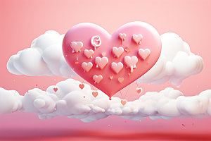 粉色爱心云朵爱情甜蜜背景图