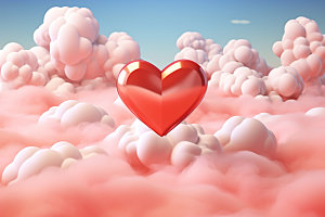 粉色爱心云朵节日浪漫背景图